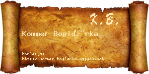 Kommer Boglárka névjegykártya
