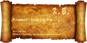 Kommer Boglárka névjegykártya